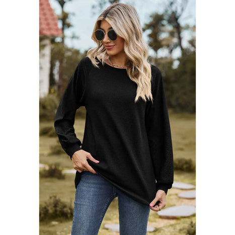 Round Neck Raglan Sleeve Sweatshirt