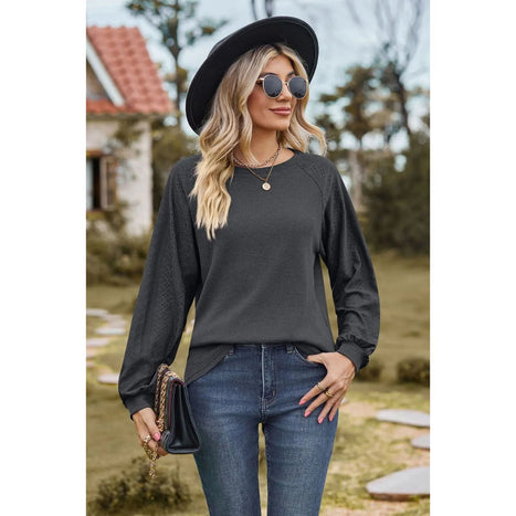 Round Neck Raglan Sleeve Sweatshirt