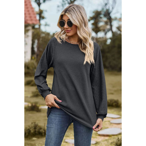 Round Neck Raglan Sleeve Sweatshirt