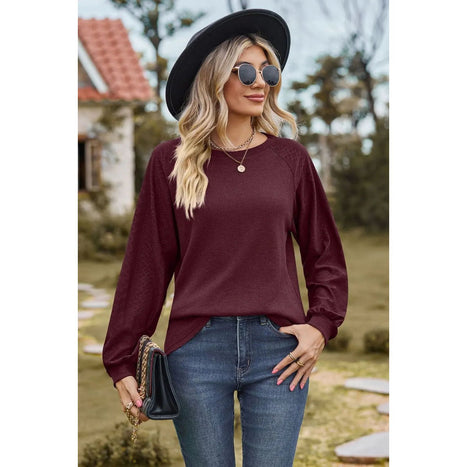 Round Neck Raglan Sleeve Sweatshirt