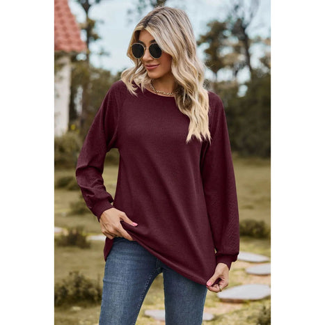 Round Neck Raglan Sleeve Sweatshirt