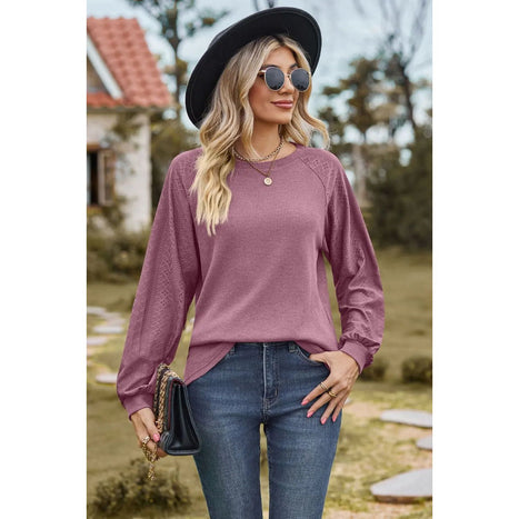 Round Neck Raglan Sleeve Sweatshirt