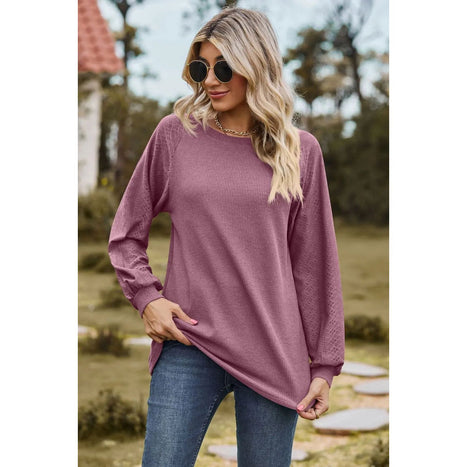 Round Neck Raglan Sleeve Sweatshirt