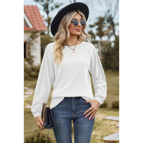 Round Neck Raglan Sleeve Sweatshirt