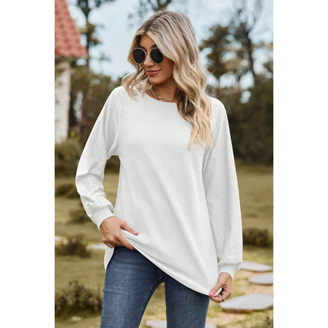 Round Neck Raglan Sleeve Sweatshirt