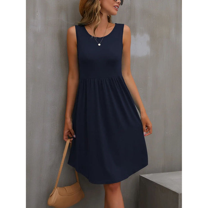 Round Neck Wide Strap Dress