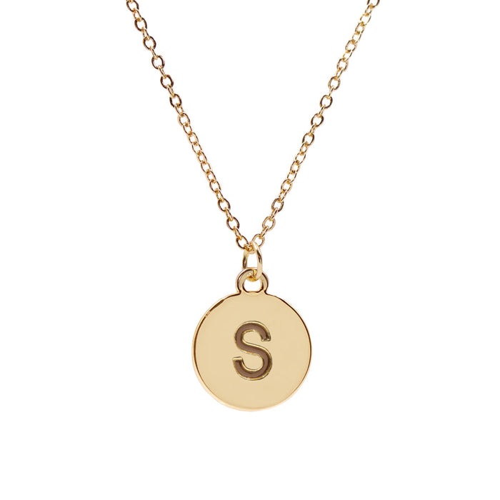 Gold-tone Adjustable Custom Initial Pendant Necklace with Genuine Crystal in Gift Box