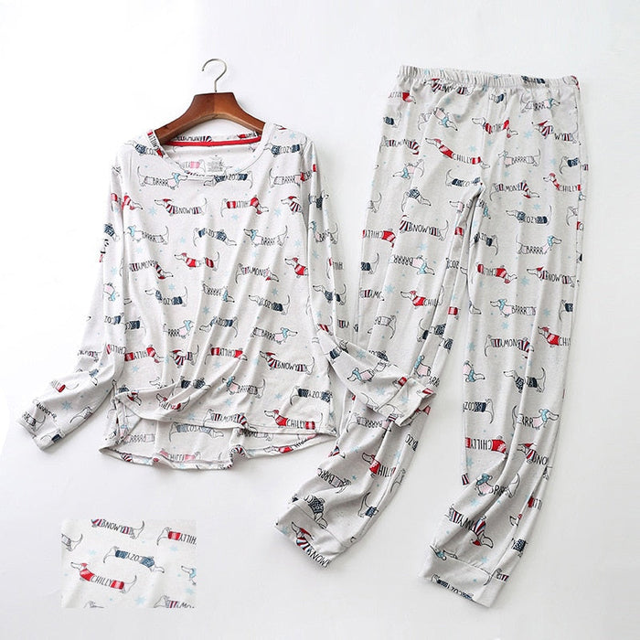 Stylish Dachshund Printed Pajama Set for Women by Dach Everywhere