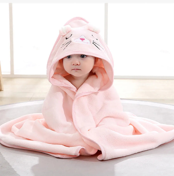 Thick Cotton Cartoon Hooded Bath Towel for Kids