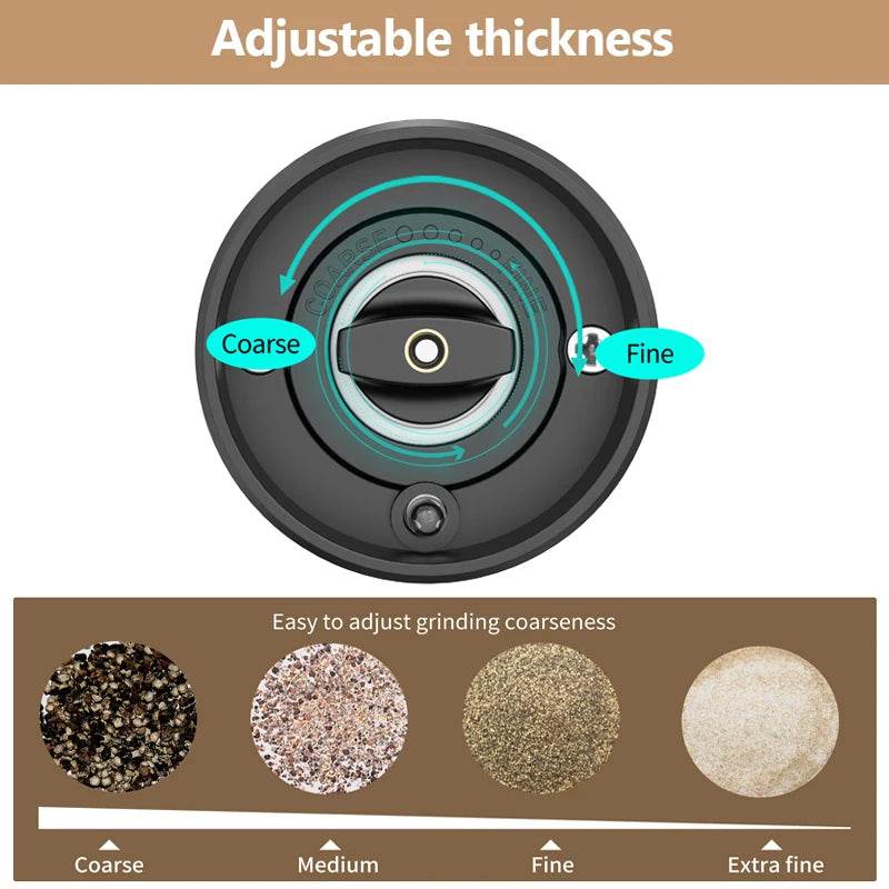 SmartPursue™ Rechargeable Electric Pepper Grinder – Adjustable Spice Mill Spice Grinders