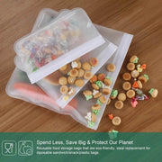 SmartPursue™ Silicone Food Storage Containers – Stand-Up Zip-Shut Bags Food Storage