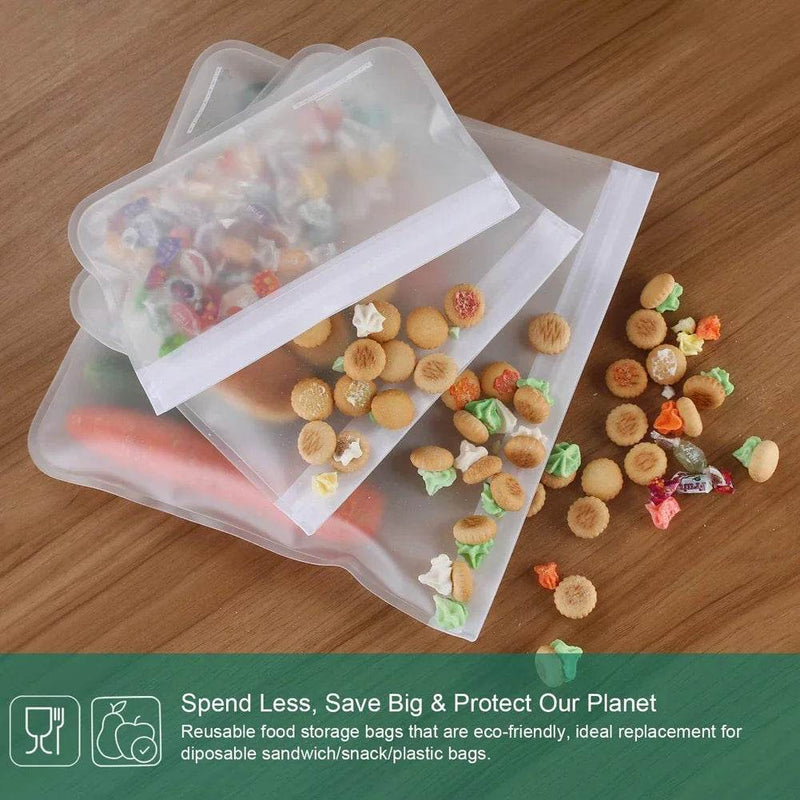 SmartPursue™ Silicone Food Storage Containers – Stand-Up Zip-Shut Bags Food Storage