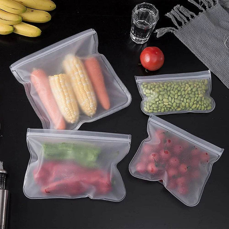 SmartPursue™ Silicone Food Storage Containers – Stand-Up Zip-Shut Bags Food Storage