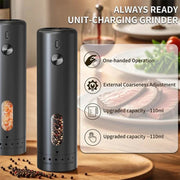 SmartPursue™ Rechargeable Electric Pepper Grinder Spice Grinders