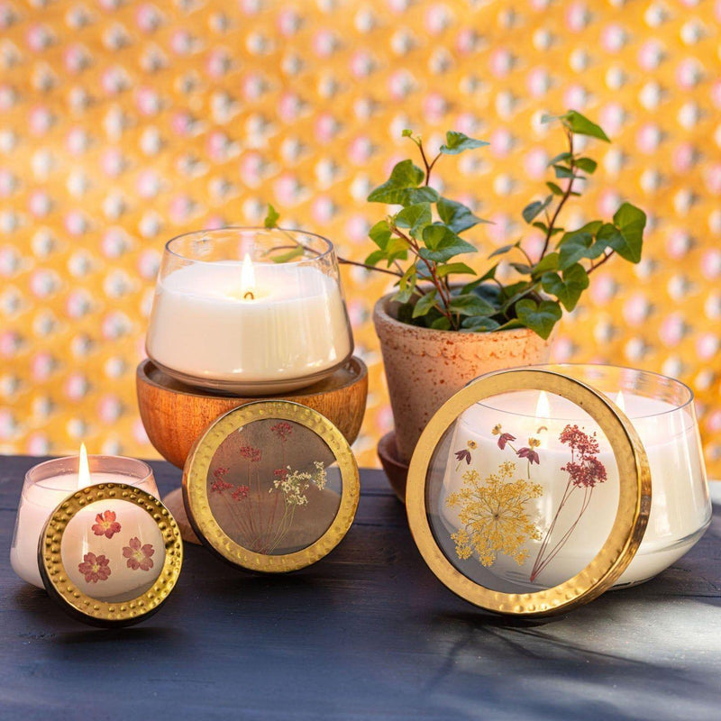 Rosy Rings Spicy Apple Large Pressed Floral Candle Pressed Floral Candles