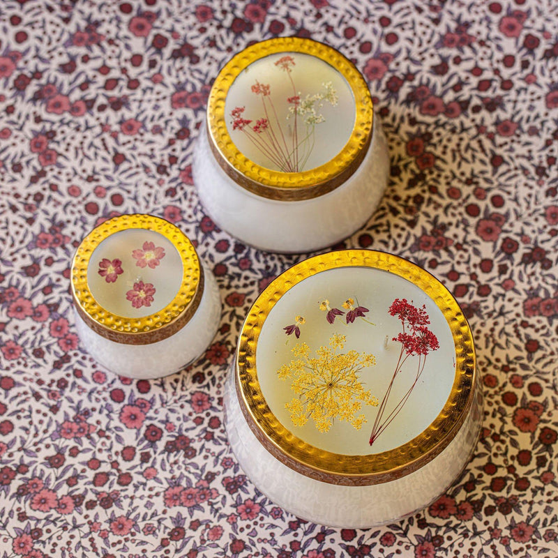 Rosy Rings Spicy Apple Large Pressed Floral Candle Pressed Floral Candles