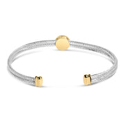 Bids.com 18K Yellow Gold Plated .925 Sterling Silver Diamond Accent  and Fleur Di Lis Medallion Bangle Bracelet (I-J Color, SI1-SI2 Clarity) - 7.25 Inches Bracelets