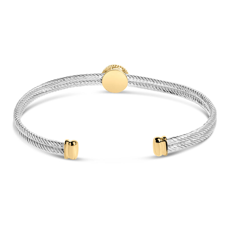 Bids.com 18K Yellow Gold Plated .925 Sterling Silver Diamond Accent  and Fleur Di Lis Medallion Bangle Bracelet (I-J Color, SI1-SI2 Clarity) - 7.25 Inches Bracelets
