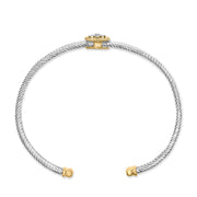 Bids.com 18K Yellow Gold Plated .925 Sterling Silver Diamond Accent  and Fleur Di Lis Medallion Bangle Bracelet (I-J Color, SI1-SI2 Clarity) - 7.25 Inches Bracelets