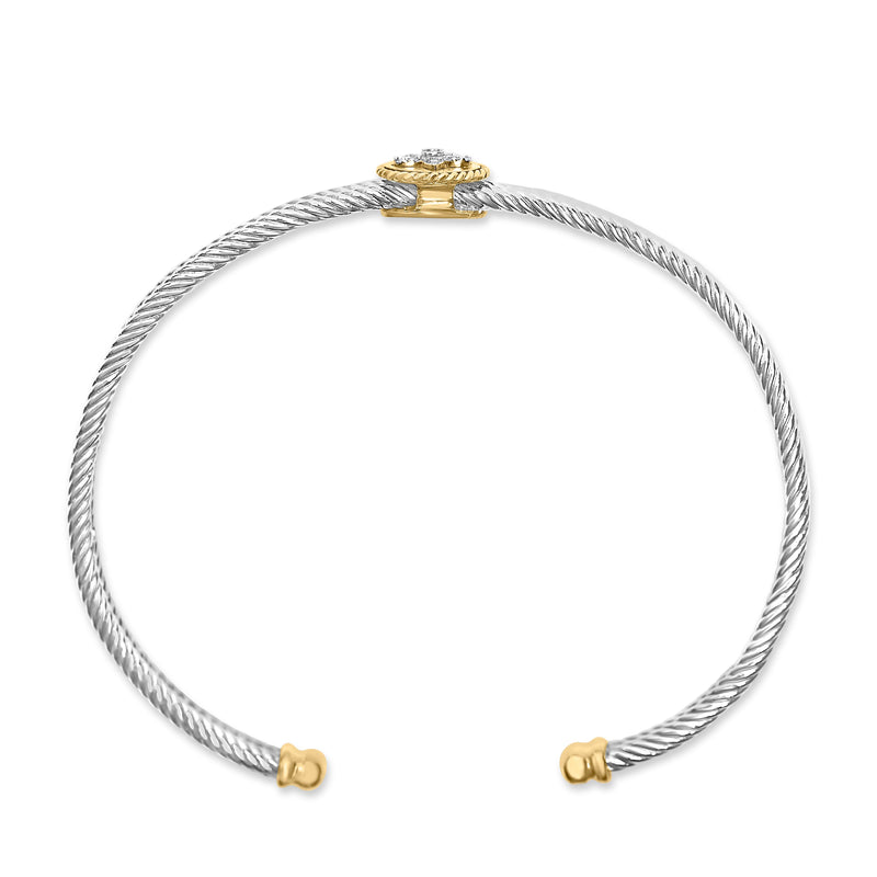 Bids.com 18K Yellow Gold Plated .925 Sterling Silver Diamond Accent  and Fleur Di Lis Medallion Bangle Bracelet (I-J Color, SI1-SI2 Clarity) - 7.25 Inches Bracelets