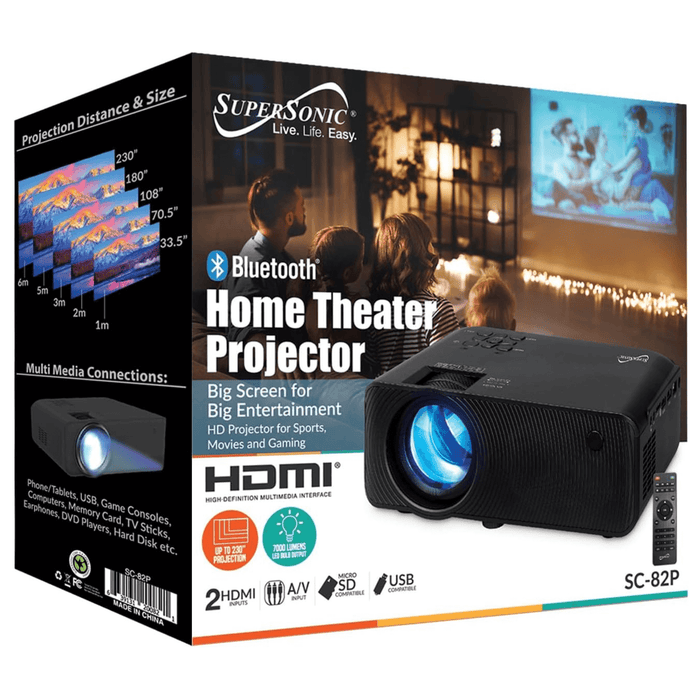 Supersonic Home Theater Projector with Bluetooth (SC-82P) by Jupiter Gear Home