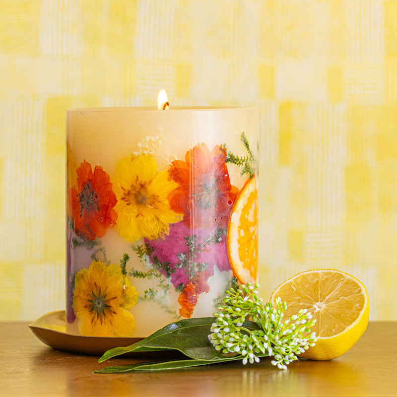 Rosy Rings Gold Accent & Signature Botanical Candle Plate Candle Plate