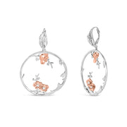 Bids.com Rose Gold Plated .925 Sterling Silver 1/10 Cttw Diamond Floral Hoop Earrings (I-J Color, SI1-SI2 Clarity) Earrings