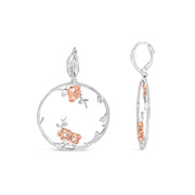 Bids.com Rose Gold Plated .925 Sterling Silver 1/10 Cttw Diamond Floral Hoop Earrings (I-J Color, SI1-SI2 Clarity) Earrings