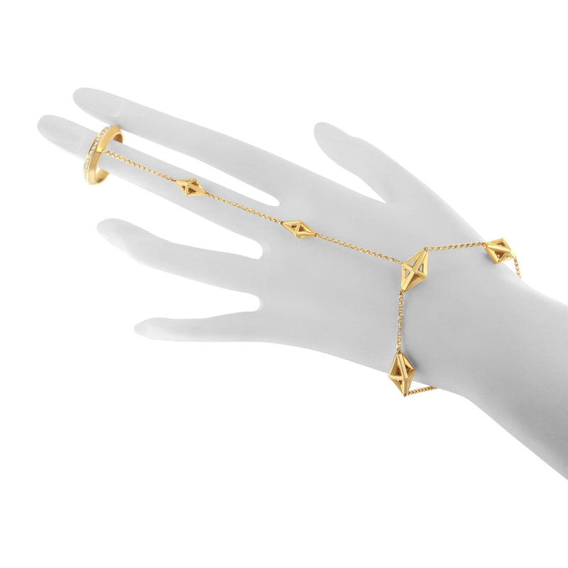 Bids.com 14K Yellow Gold 1/4 Cttw Diamond Ring and Bracelet Hand Chain (G-H Color, SI1-SI2 Clarity) - 7" Bracelets