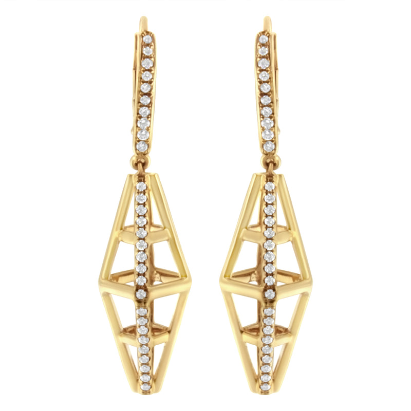 Bids.com 14K Yellow Gold 5/8 Cttw Diamond Geometrical Pillar Drop and Dangle Earrings (G-H Color, SI1-SI2 Clarity) Earrings