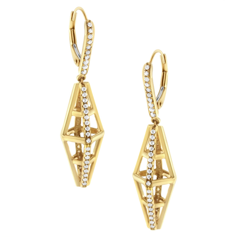 Bids.com 14K Yellow Gold 5/8 Cttw Diamond Geometrical Pillar Drop and Dangle Earrings (G-H Color, SI1-SI2 Clarity) Earrings