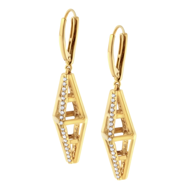 Bids.com 14K Yellow Gold 5/8 Cttw Diamond Geometrical Pillar Drop and Dangle Earrings (G-H Color, SI1-SI2 Clarity) Earrings