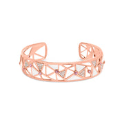 Bids.com 14K Rose Gold 5/8 Cttw Diamond with Pink Tourmaline Open Cuff Bangle with White Enamel (G-H Color, SI1-SI2 Clarity) - 7" Bracelets
