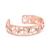 Bids.com 14K Rose Gold 5/8 Cttw Diamond with Pink Tourmaline Open Cuff Bangle with White Enamel (G-H Color, SI1-SI2 Clarity) - 7" Bracelets