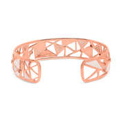 Bids.com 14K Rose Gold 5/8 Cttw Diamond with Pink Tourmaline Open Cuff Bangle with White Enamel (G-H Color, SI1-SI2 Clarity) - 7" Bracelets