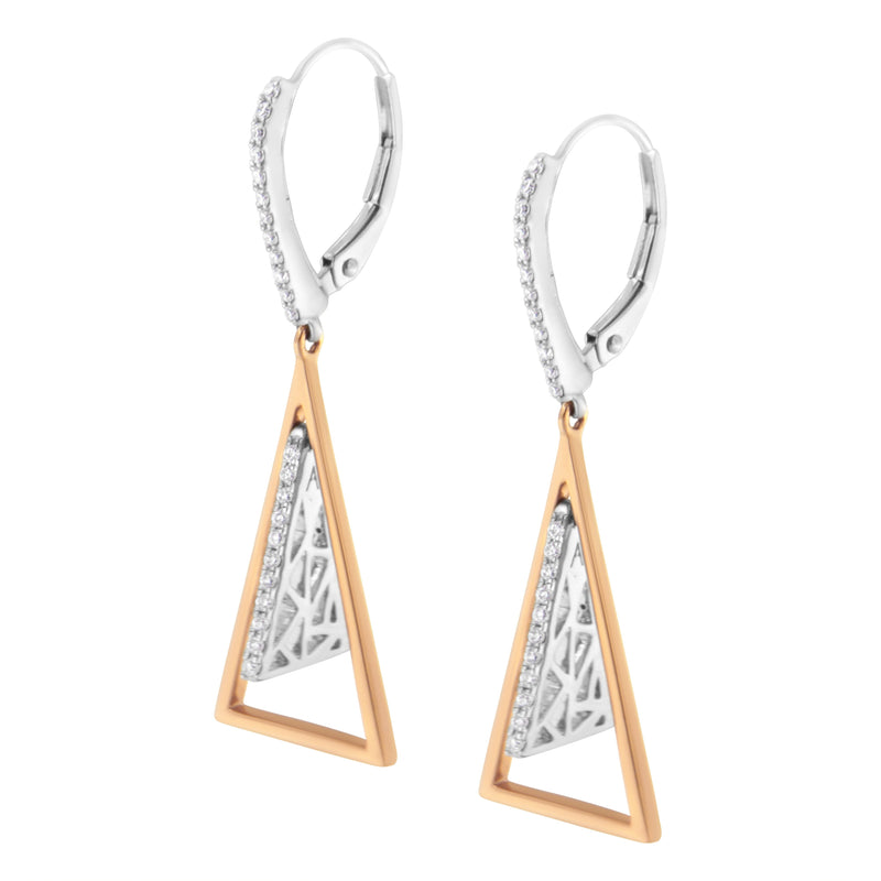 Bids.com 14K Rose and White Gold 3/8 Cttw Diamond Windchime Drop and Dangle Earring (G-H Color, SI1-SI2 Clarity) Earrings