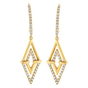 Bids.com 14K Yellow Gold 3/8 Cttw Double Triangle Drop and Dangle Diamond Earrings (G-H Color, SI1-SI2 Clarity) Earrings