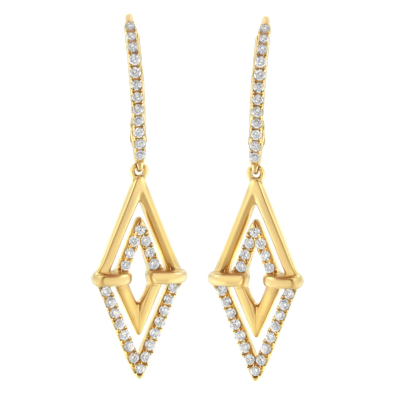 Bids.com 14K Yellow Gold 3/8 Cttw Double Triangle Drop and Dangle Diamond Earrings (G-H Color, SI1-SI2 Clarity) Earrings