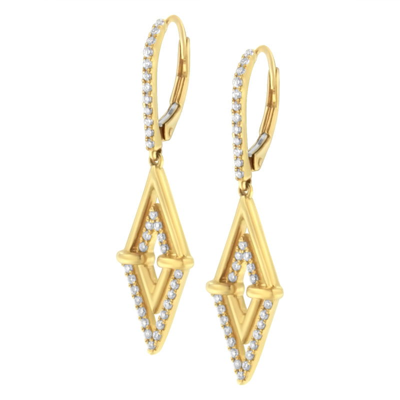 Bids.com 14K Yellow Gold 3/8 Cttw Double Triangle Drop and Dangle Diamond Earrings (G-H Color, SI1-SI2 Clarity) Earrings