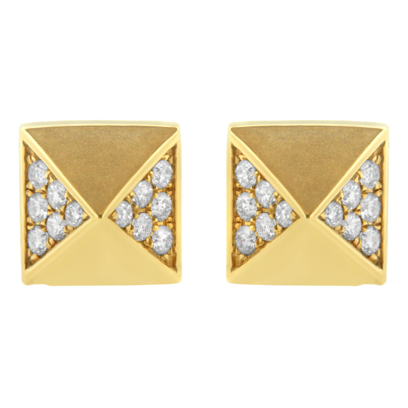 Bids.com 14K Yellow Gold 1/4 Cttw Diamond Pyramid Stud Earring (G-H Color, SI1-SI2 Clarity) Earrings