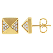 Bids.com 14K Yellow Gold 1/4 Cttw Diamond Pyramid Stud Earring (G-H Color, SI1-SI2 Clarity) Earrings