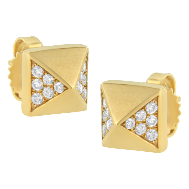Bids.com 14K Yellow Gold 1/4 Cttw Diamond Pyramid Stud Earring (G-H Color, SI1-SI2 Clarity) Earrings