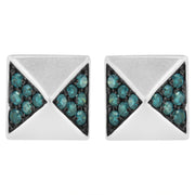 Bids.com 14K White Gold 1/4 Cttw Treated Blue Diamond Pyramid Stud Earring (Blue Color, SI1-SI2 Clarity) Earrings