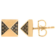 Bids.com 14K Rose Gold 1/4 Cttw Brown Diamond Pyramid Stud Earring (Brown Color, SI1-SI2 Clarity) Earrings