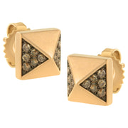 Bids.com 14K Rose Gold 1/4 Cttw Brown Diamond Pyramid Stud Earring (Brown Color, SI1-SI2 Clarity) Earrings