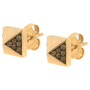 Bids.com 14K Rose Gold 1/4 Cttw Brown Diamond Pyramid Stud Earring (Brown Color, SI1-SI2 Clarity) Earrings