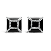 Bids.com 14K White Gold 3/8ct Diamond with 11x11MM Black Onyx Stud Earrings (G-H Color, SI1-SI2 Clarity) Earrings
