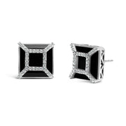 Bids.com 14K White Gold 3/8ct Diamond with 11x11MM Black Onyx Stud Earrings (G-H Color, SI1-SI2 Clarity) Earrings