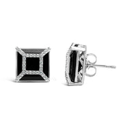 Bids.com 14K White Gold 3/8ct Diamond with 11x11MM Black Onyx Stud Earrings (G-H Color, SI1-SI2 Clarity) Earrings