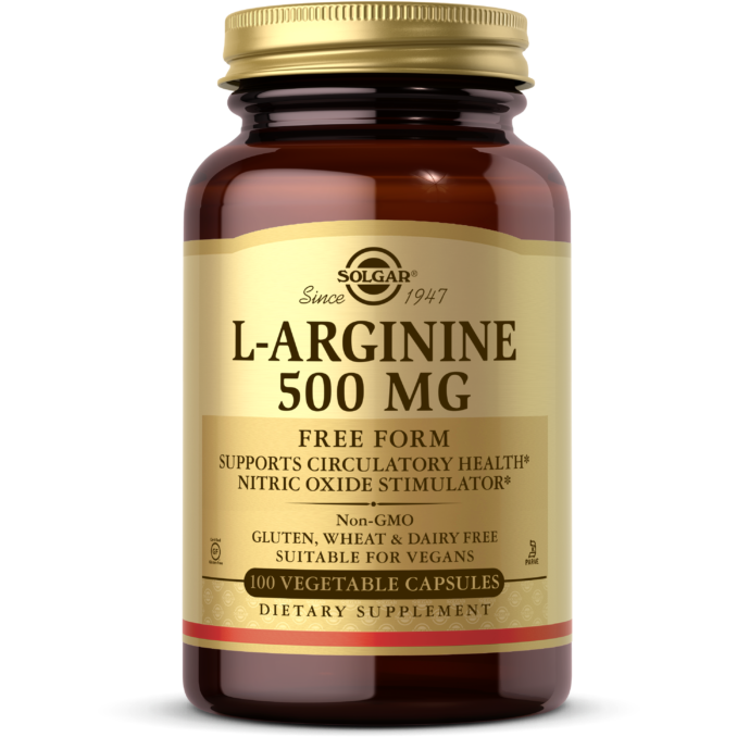 Solgar L-Arginine Vegetable Capsules, 500 mg, 250 Count - 5 Oz